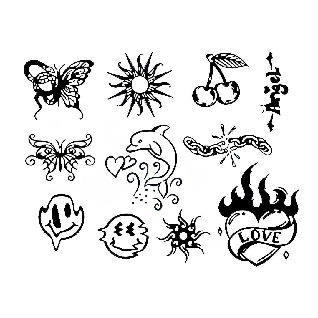 10 Old School Mini Tattoos Set - 1 | Temporalis