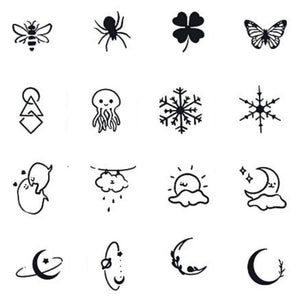 16 Mini Icons Mix Tattoo Set - 1 | Temporalis