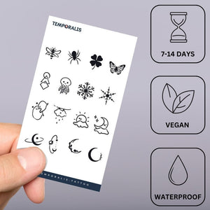 16 Mini Icons Mix Tattoo Set - 2 | Temporalis