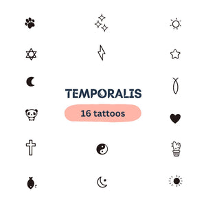 Mini set of 16 cute temporary finger tattoos - 1 | Temporalis