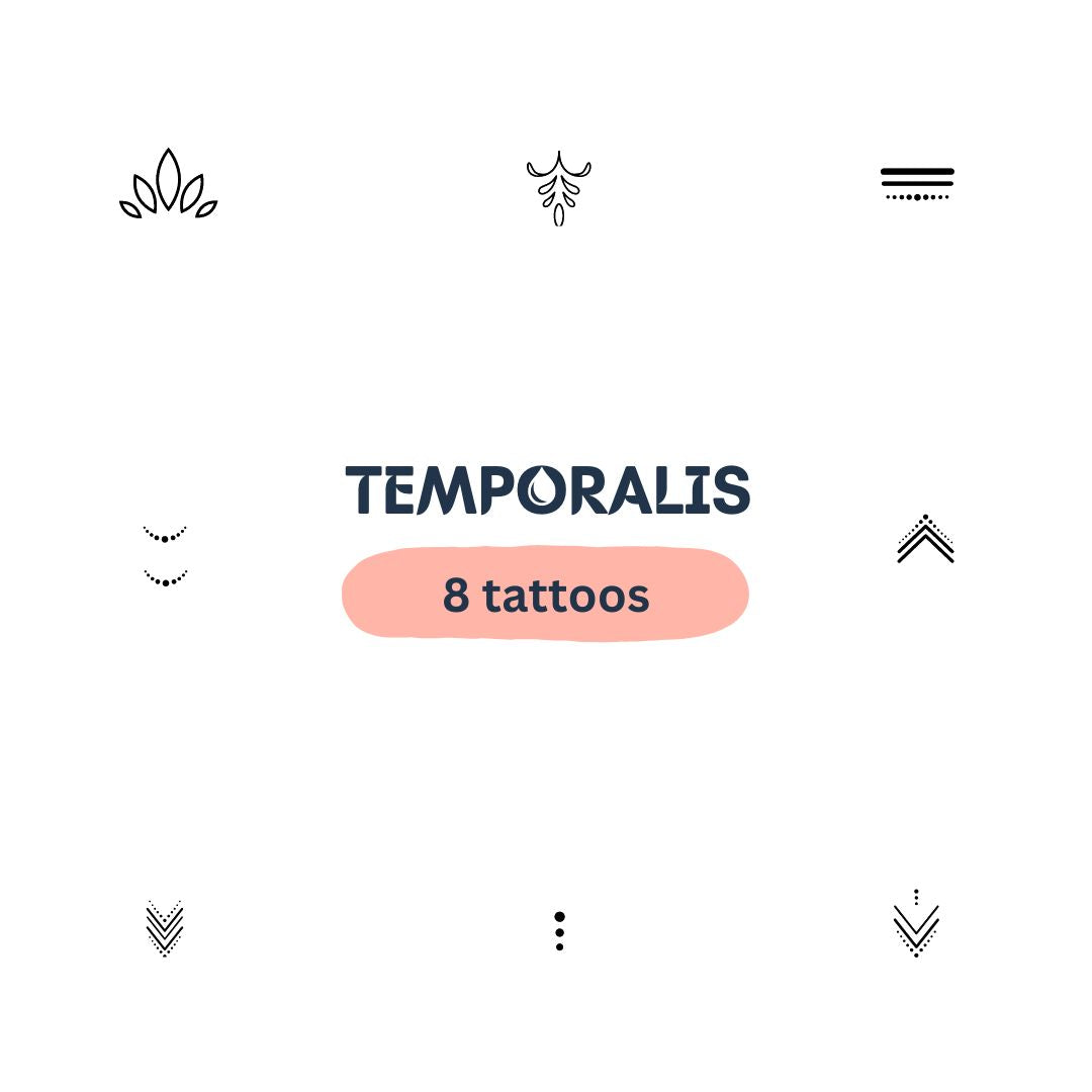 Set da 8 mini tatuaggi temporanei per le dita con motivi geometrici