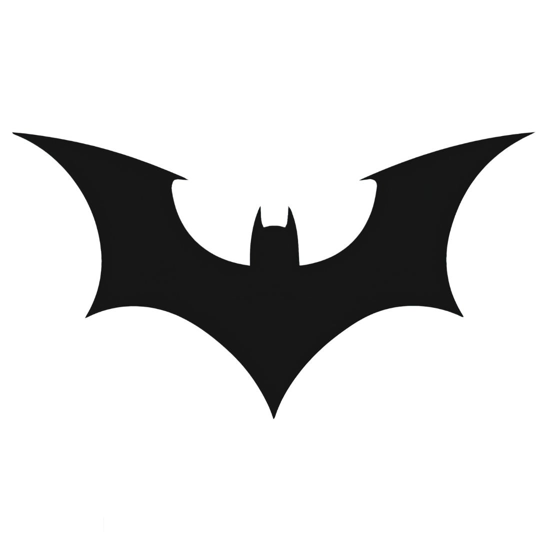 Batman bat silhouette temporary tattoo in solid blackwork, wide wingspan with cowled ears, on white background.
