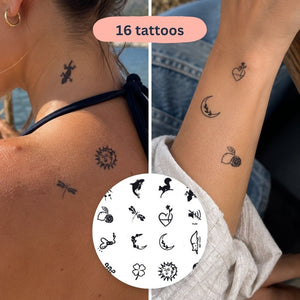Lámina de tatuajes de animales y amuletos — 16 diseños - 1 | Temporalis