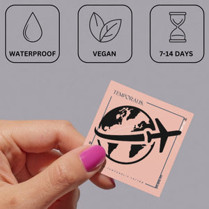 Airplane Over Globe Temporary Tattoo - 3 | Temporalis