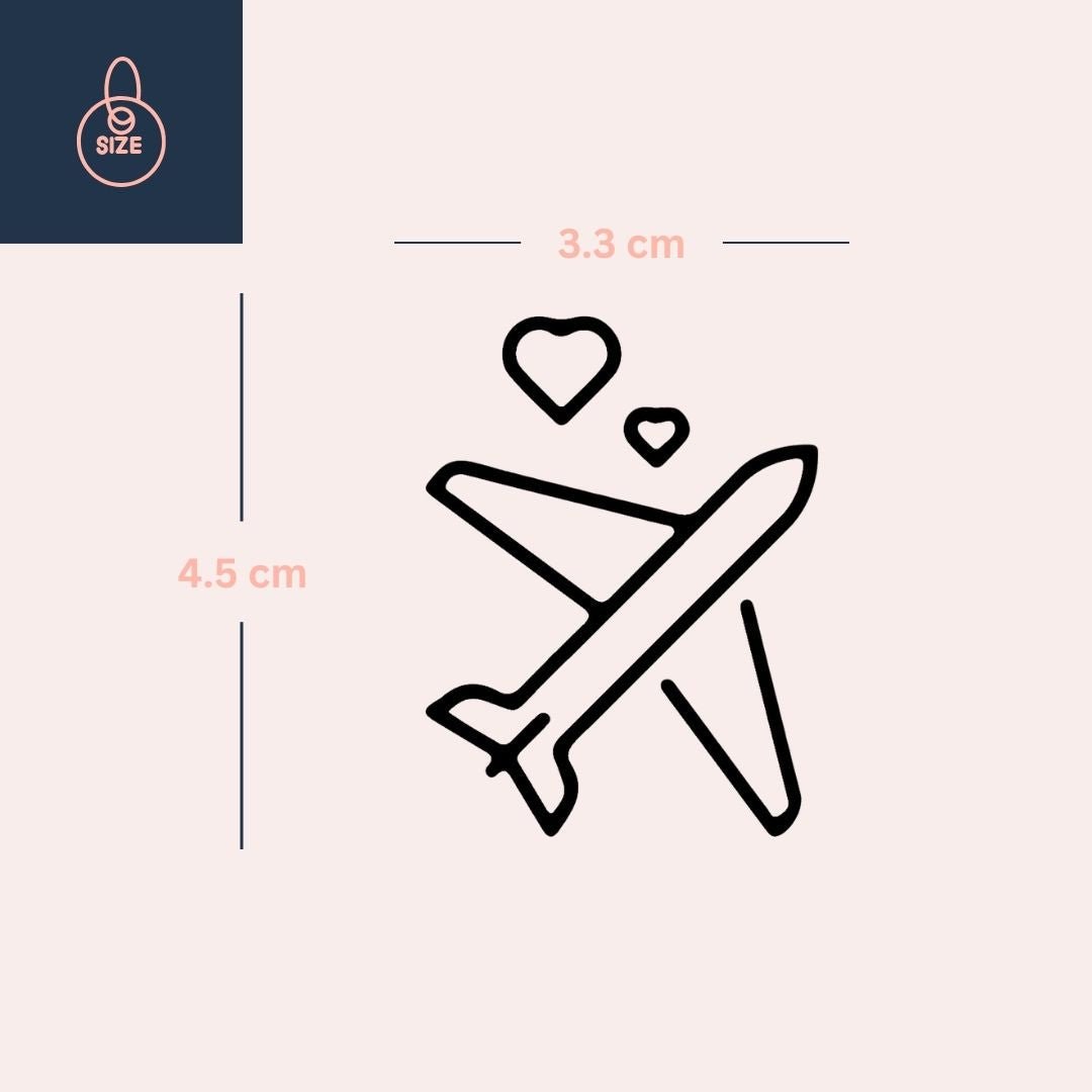 Airplane with hearts temporary tattoo - 4 | Temporalis