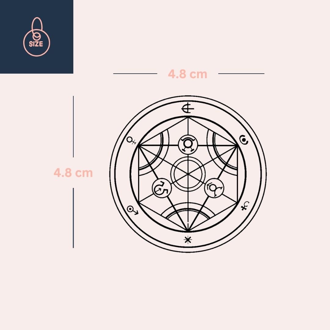 Alchemical circle temporary tattoo with planetary symbols - 4 | Temporalis