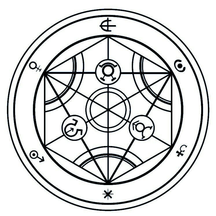 Alchemical circle temporary tattoo with planetary symbols - 2 | Temporalis