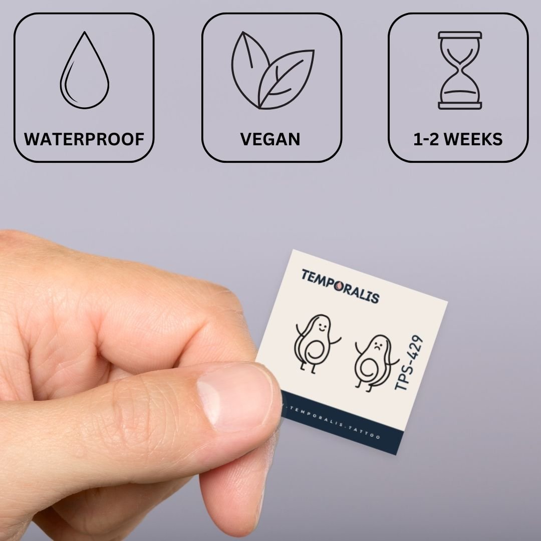 Avocado halves temporary tattoo with happy and sad faces - 3 | Temporalis