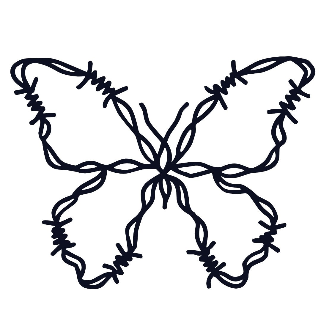 Barbed wire butterfly temporary tattoo - 2 | Temporalis
