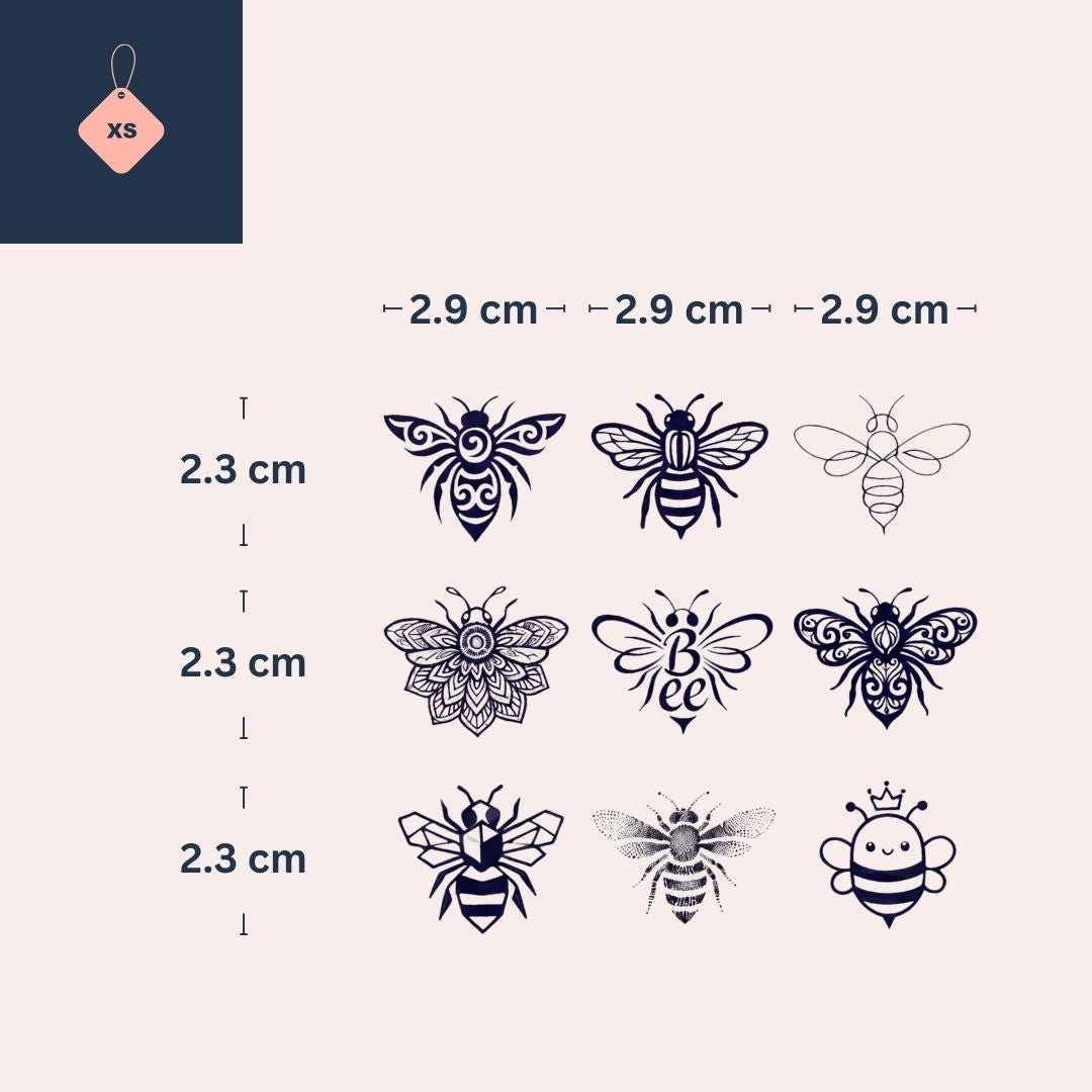 Bee Tattoo Set — 9 Designs - 3 | Temporalis