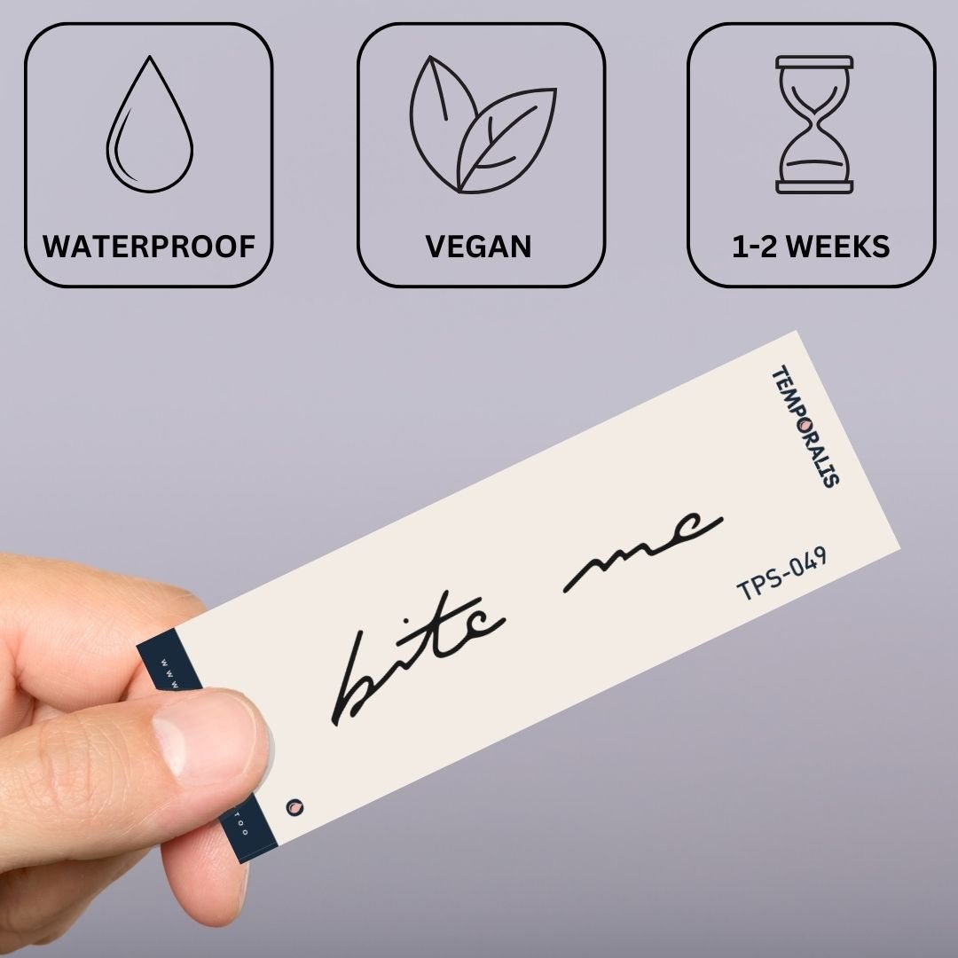 "bijt me" schrijven 2 - Temporalis® - Tijdelijke tatoeage