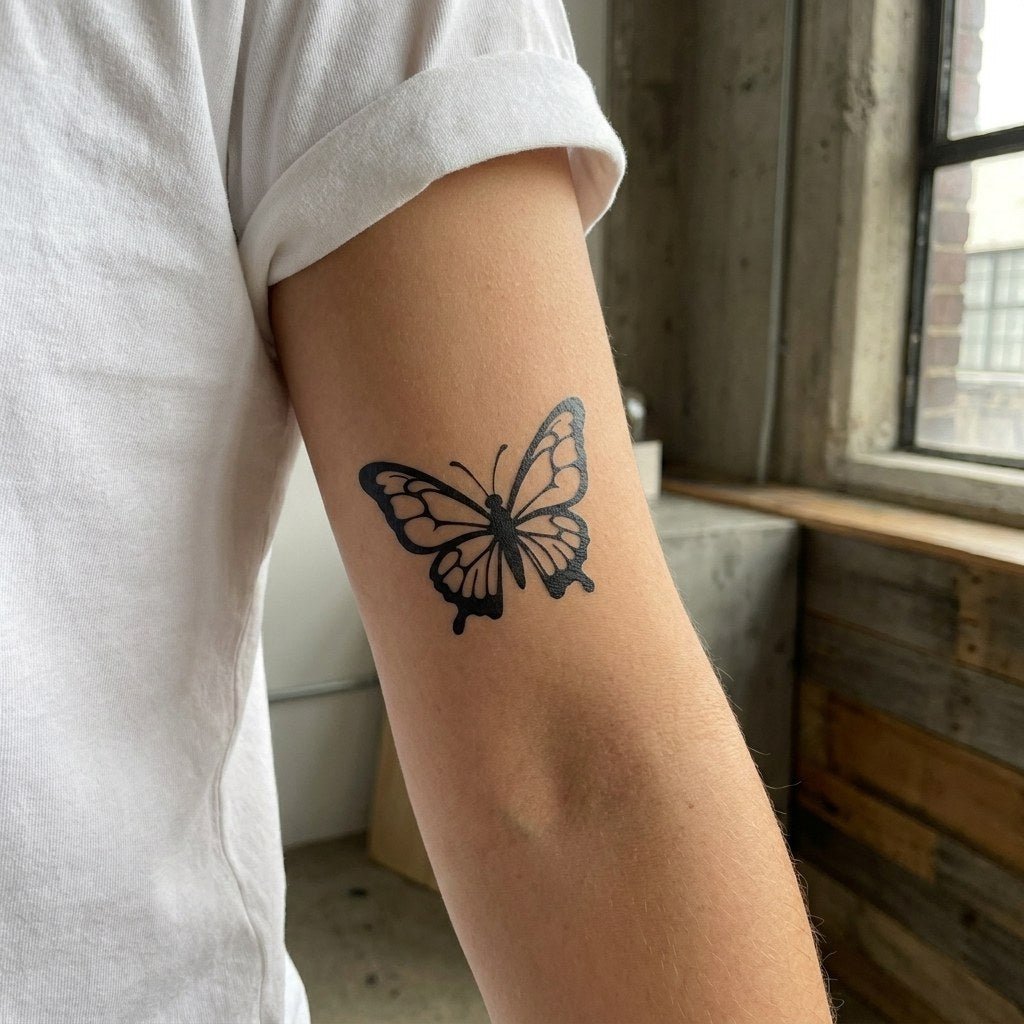 Blackwork Butterfly Tattoo - 1 | Temporalis