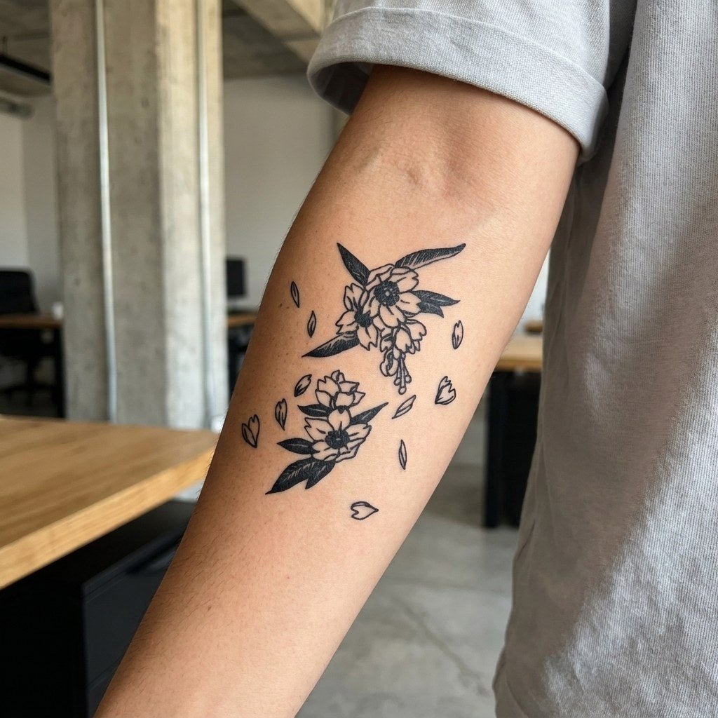 Blackwork Sunflower Bouquet Tattoo - 1 | Temporalis