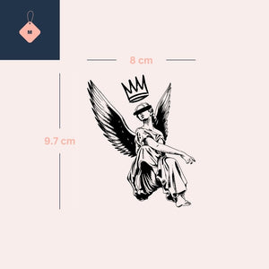 Blindfolded angel temporary tattoo with crown and wings - 4 | Temporalis
