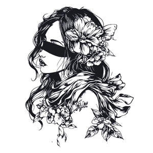 Blindfolded Floral Woman Tattoo - 2 | Temporalis