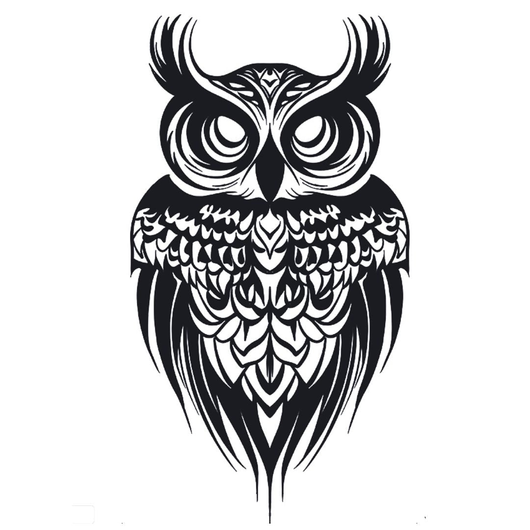 Bold Blackwork Owl Tattoo - 2 | Temporalis