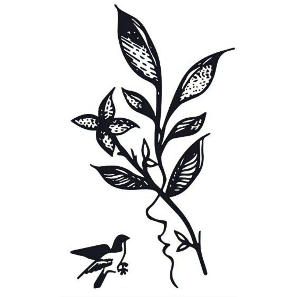 Botanical Branch with Bird Tattoo - 2 | Temporalis