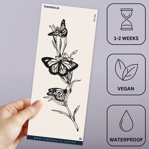 Butterflies on Flowering Branch Temporary Tattoo - 3 | Temporalis