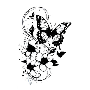 Butterfly and Floral Swirl Tattoo - 2 | Temporalis