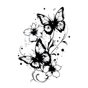 Butterfly Floral Duo Tattoo - 2 | Temporalis
