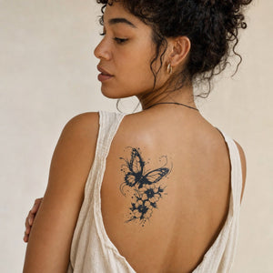 Butterfly & Hibiscus Tattoo - 1 | Temporalis
