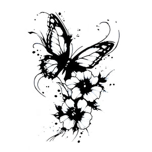 Butterfly & Hibiscus Tattoo - 2 | Temporalis