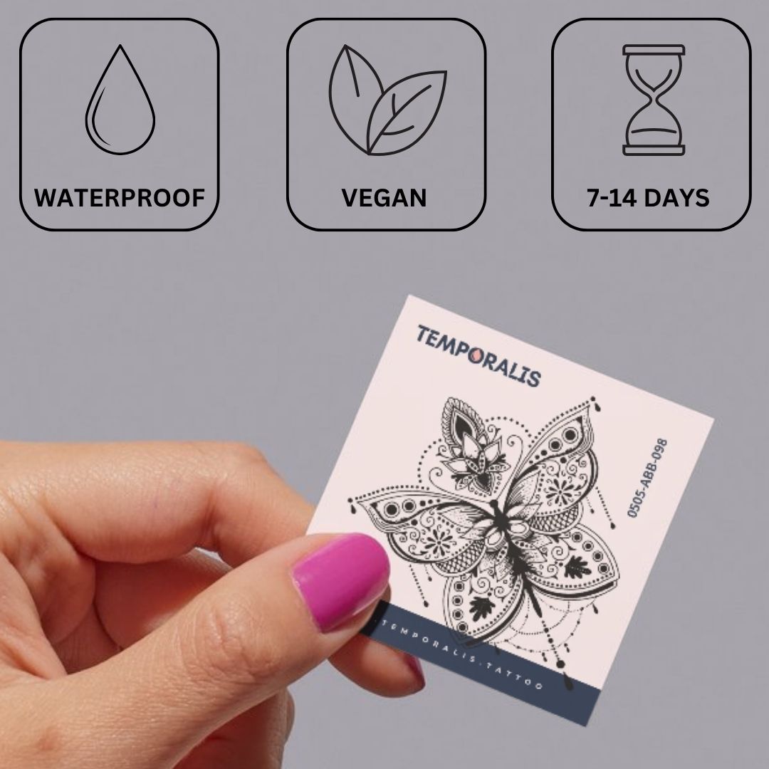 Butterfly Mandala & Lotus Temporary Tattoo - 3 | Temporalis