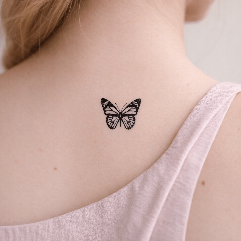 Butterfly Silhouette Temporary Tattoo - 6 | Temporalis