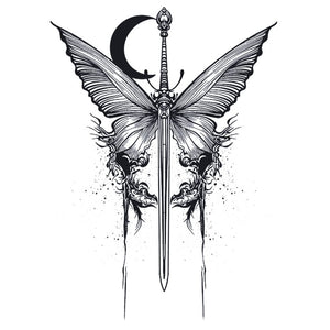Butterfly Sword Moon Tattoo - 2 | Temporalis