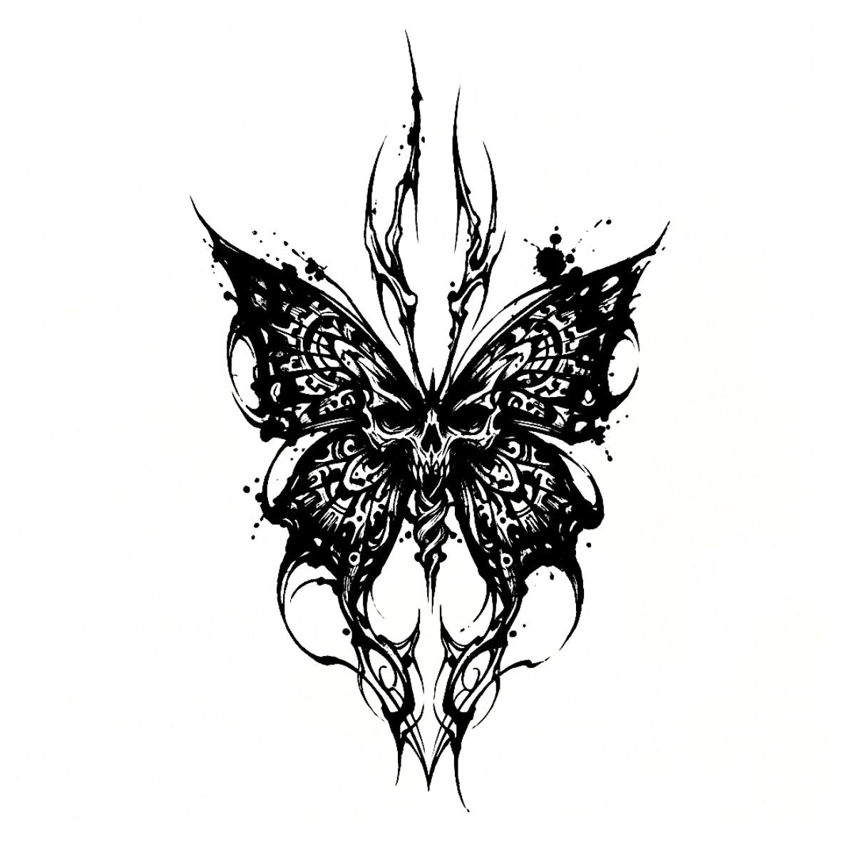 Butterfly temporary tattoo with ink splatter - 2 | Temporalis