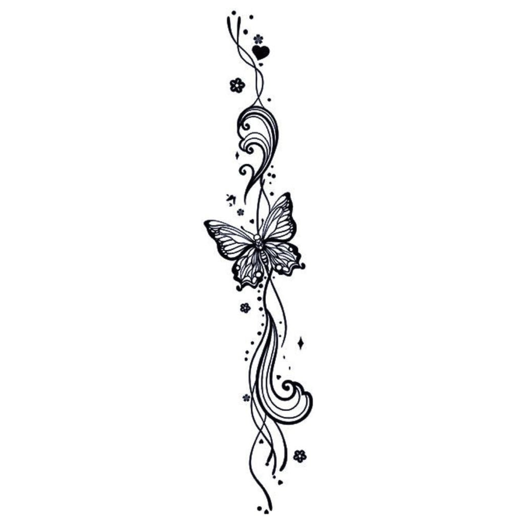 Butterfly Vine Flourish Tattoo - 2 | Temporalis