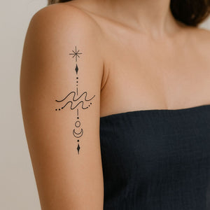 Celestial Aquarius zodiac temporary tattoo - 1 | Temporalis