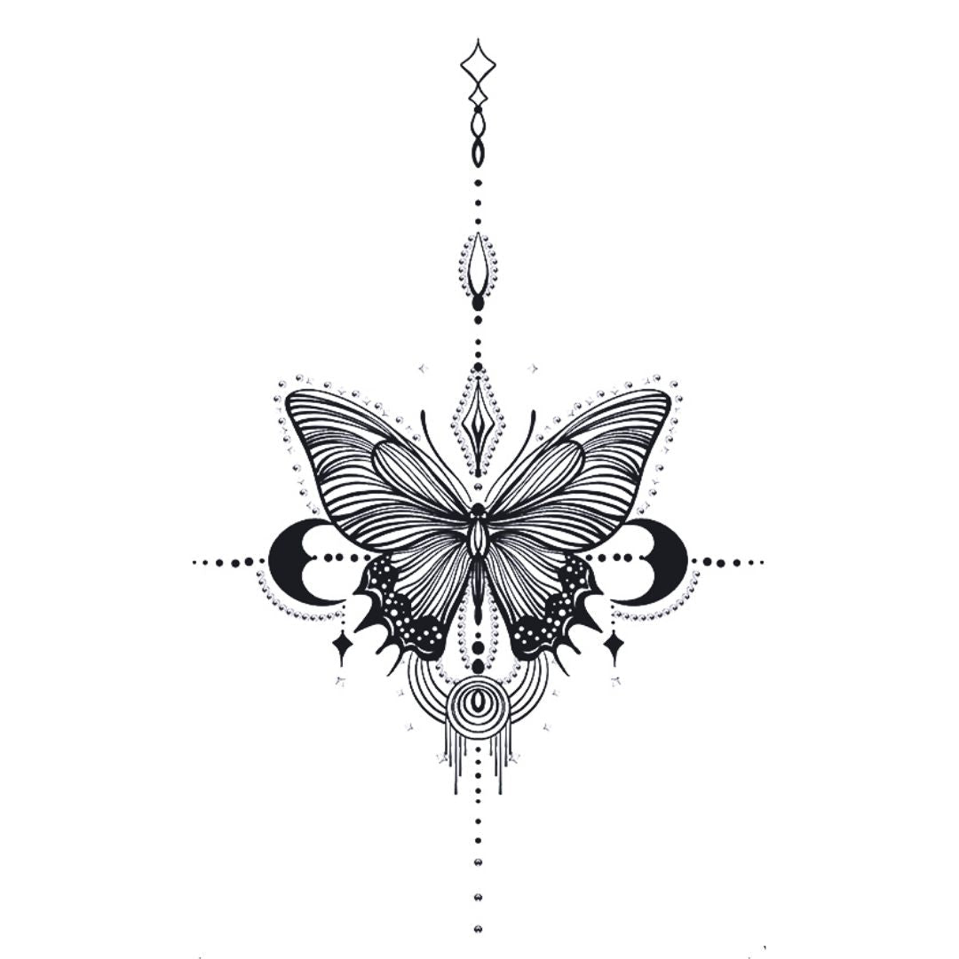 Celestial Butterfly Moon Tattoo - 2 | Temporalis