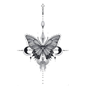 Celestial Butterfly Moon Tattoo - 2 | Temporalis