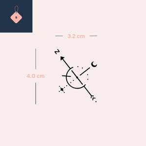 Brújula celeste 3 - Temporalis® - Tatuaje temporal