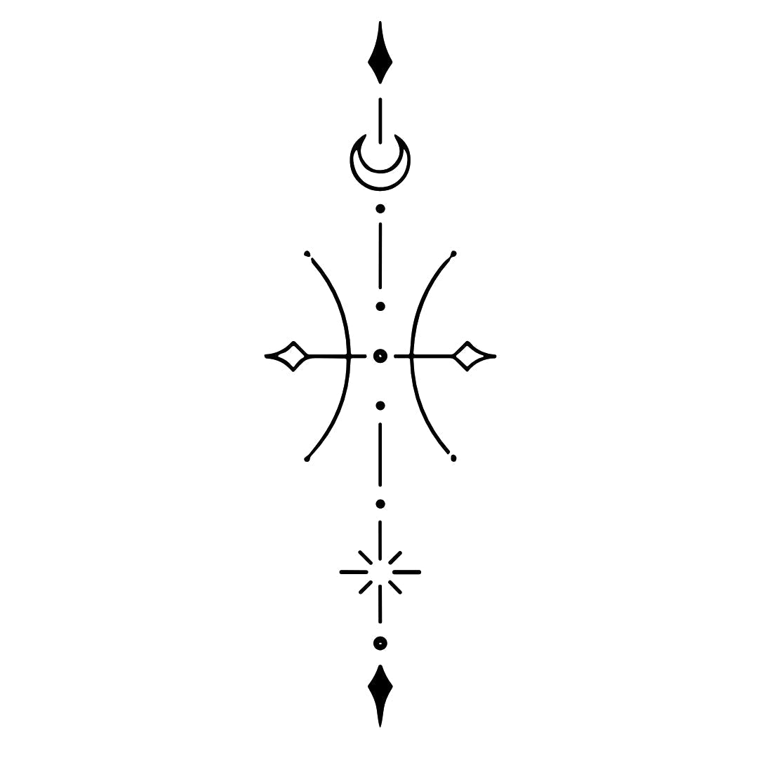 Celestial Pisces zodiac temporary tattoo - 2 | Temporalis