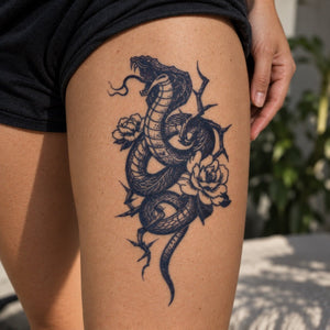 Cobra and Roses Tattoo - 1 | Temporalis
