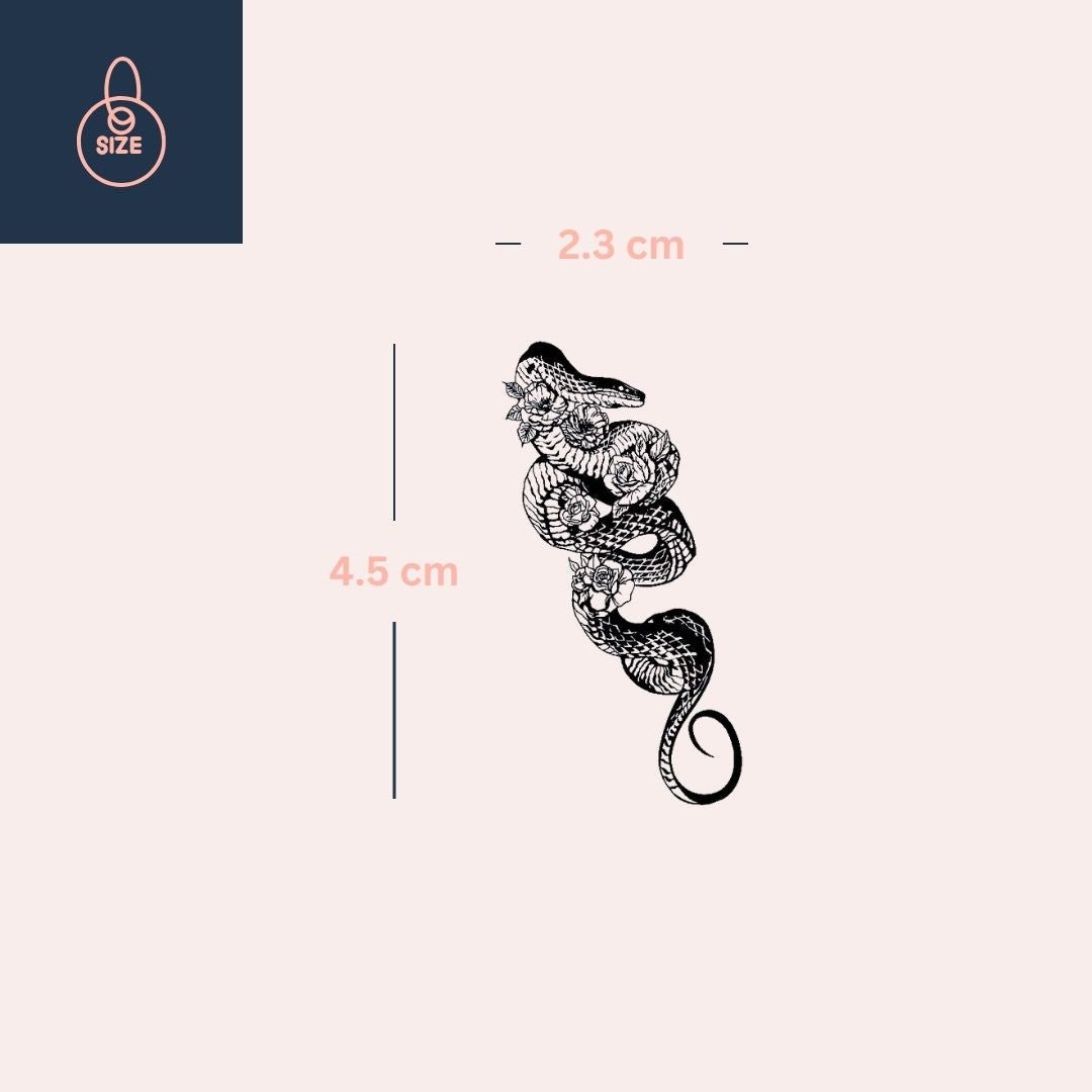 Coiled snake with roses temporary tattoo - 4 | Temporalis