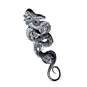 Coiled snake with roses temporary tattoo - 2 | Temporalis