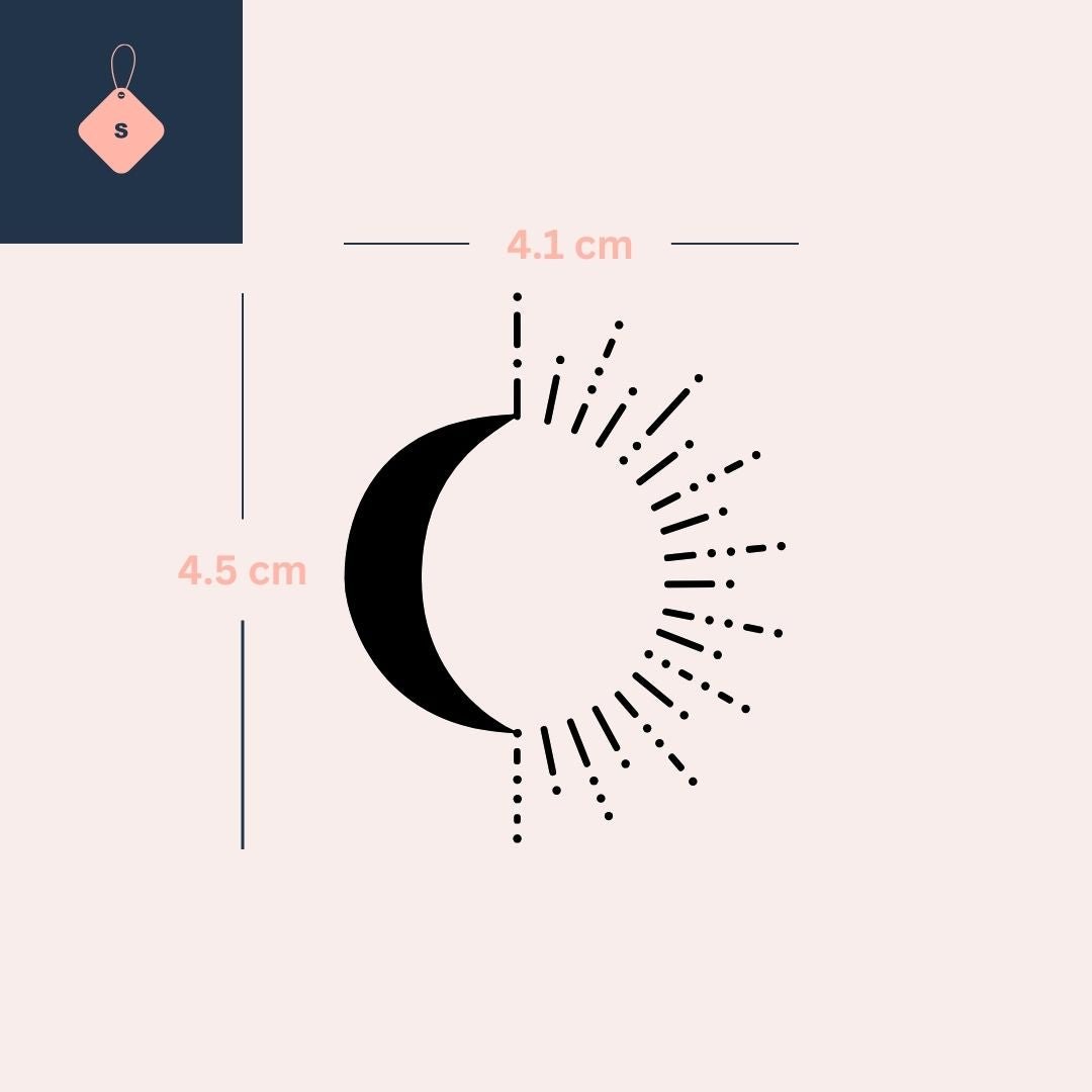 Crescent Moon and Sun Rays Temporary Tattoo - 4 | Temporalis