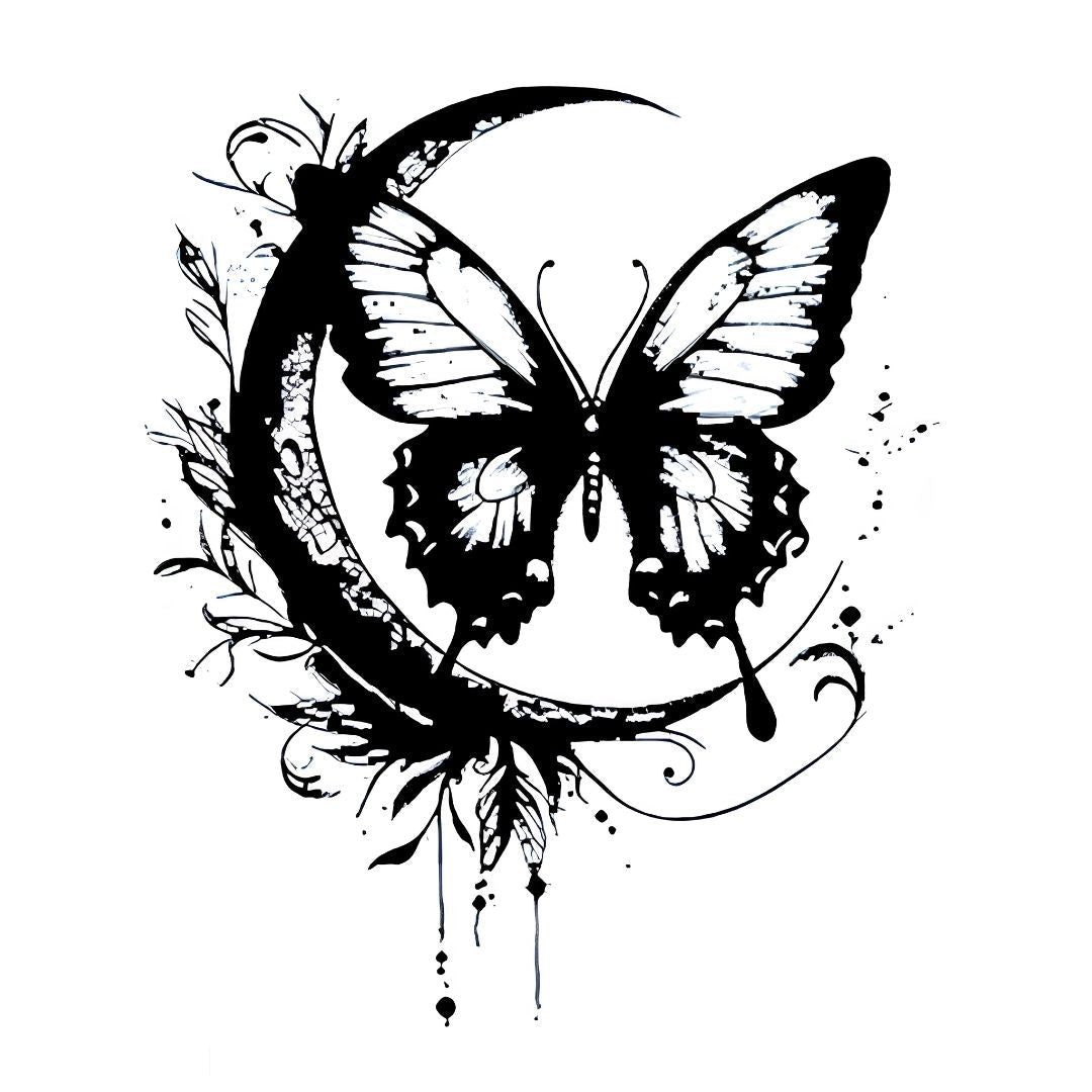 Crescent Moon Butterfly Tattoo - 2 | Temporalis