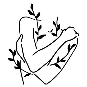 Crossed Arms & Foliage Line Art Temporary Tattoo - 2 | Temporalis