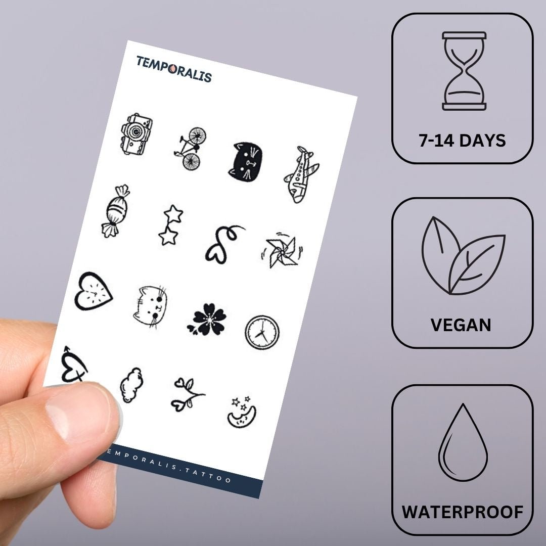 Cute Mini Icons Sheet Tattoo - 3 | Temporalis