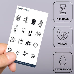 Cute Mini Icons Sheet Tattoo - 3 | Temporalis