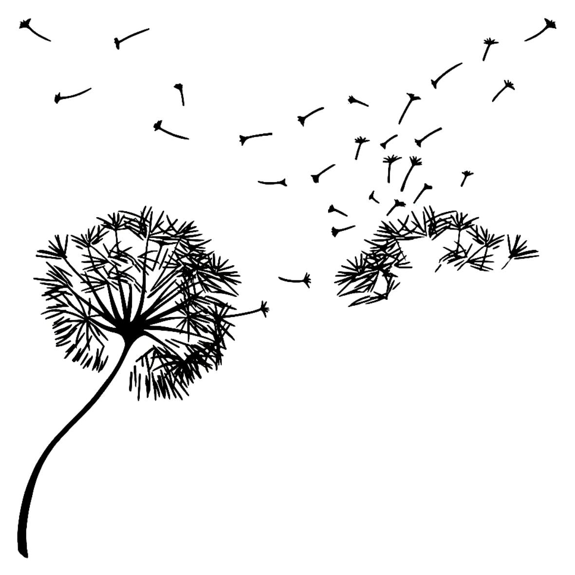 Dandelion silhouette temporary tattoo with blowing seeds - 2 | Temporalis