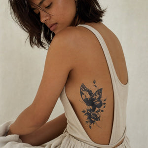 Dark Butterfly Rose Tattoo - 1 | Temporalis