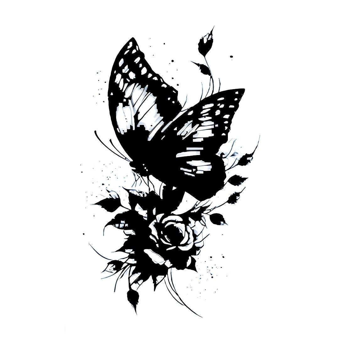 Dark Butterfly Rose Tattoo - 2 | Temporalis