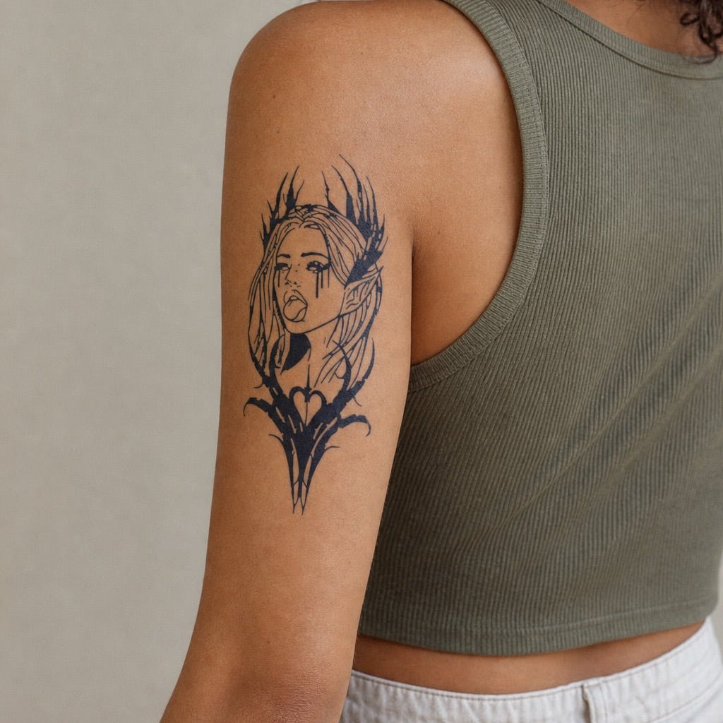 Dark Elf Girl Tattoo - 1 | Temporalis