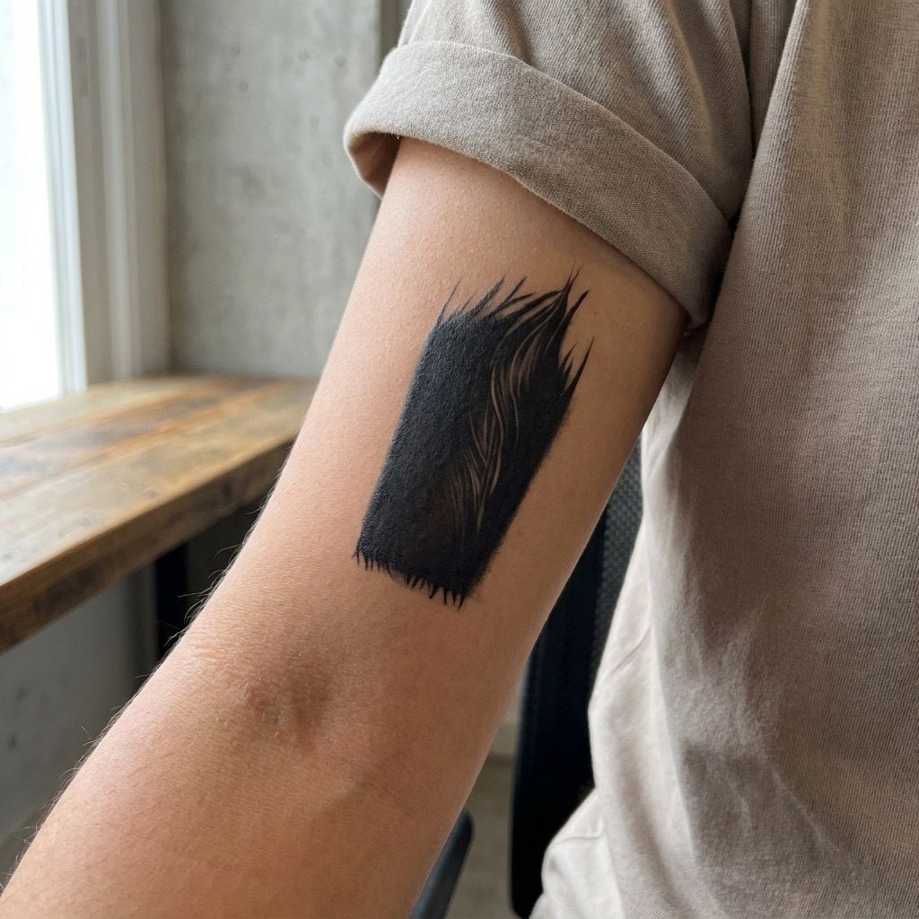 Dark Flame Wolf Fur Tattoo - 1 | Temporalis