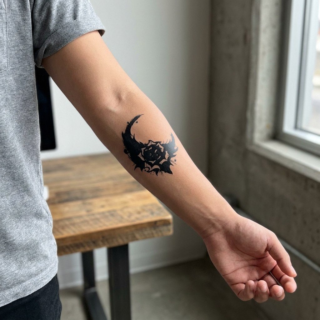 Dark Moon Rose Tattoo - 1 | Temporalis